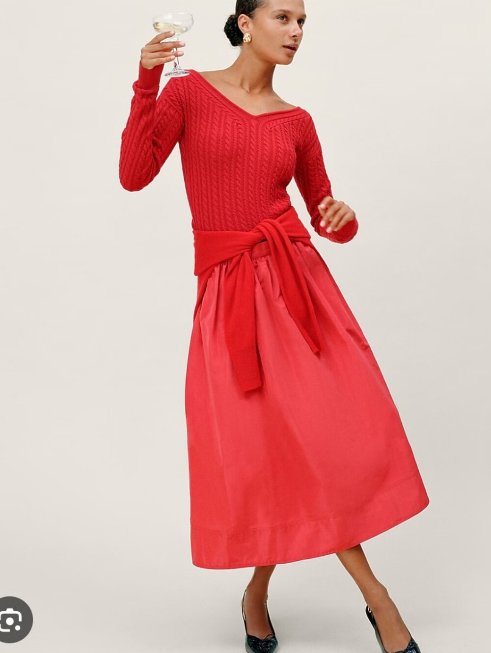 J Crew Midi ball skirt in taffeta CM773 NWT Size 12 Red With Pockets